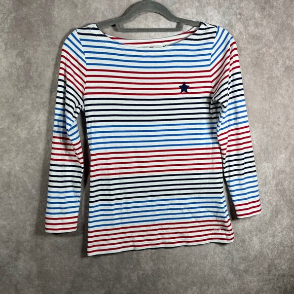 Vineyard Vines Top Womens S Multicolor Striped Boat Neck 3/4 Striped Pima Cotton - Picture 1 of 9